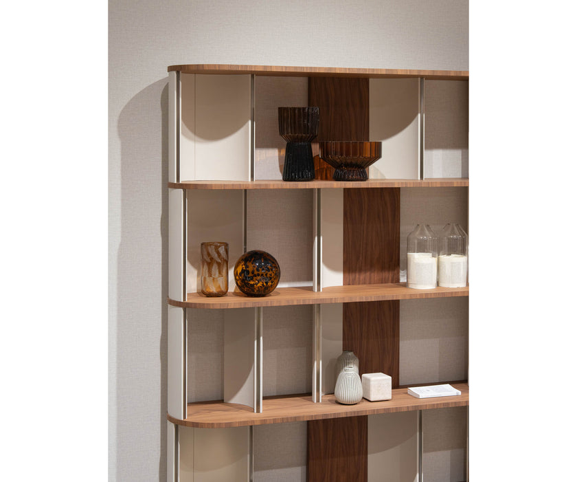 Sipario Bookcase by Capital with Marble Base and Leather Panels | Casa Design Group
