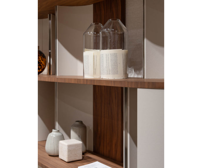 Sipario Bookcase by Capital with Marble Base and Leather Panels | Casa Design Group