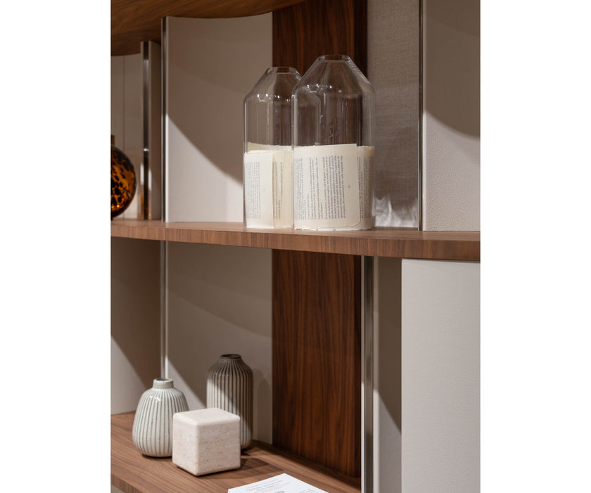 Sipario Bookcase by Capital with Marble Base and Leather Panels | Casa Design Group