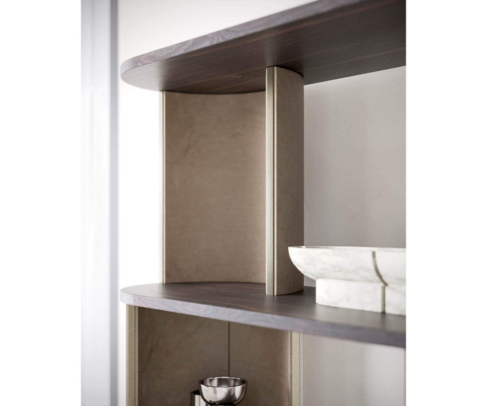Sipario Bookcase by Capital with Marble Base and Leather Panels | Casa Design Group