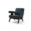 Capitol Complex Lounge Chair by Cassina inspired by Pierre Jeanneret with a solid wood frame and upholstered cushions.
