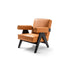 Capitol Complex Lounge Chair by Cassina inspired by Pierre Jeanneret with a solid wood frame and upholstered cushions.