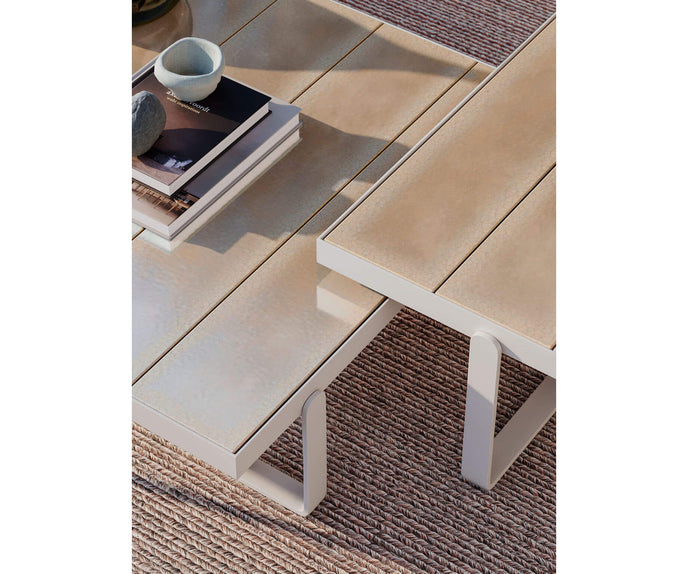 Modern Capri Outdoor Coffee Table with Glass Top Casa Design Group