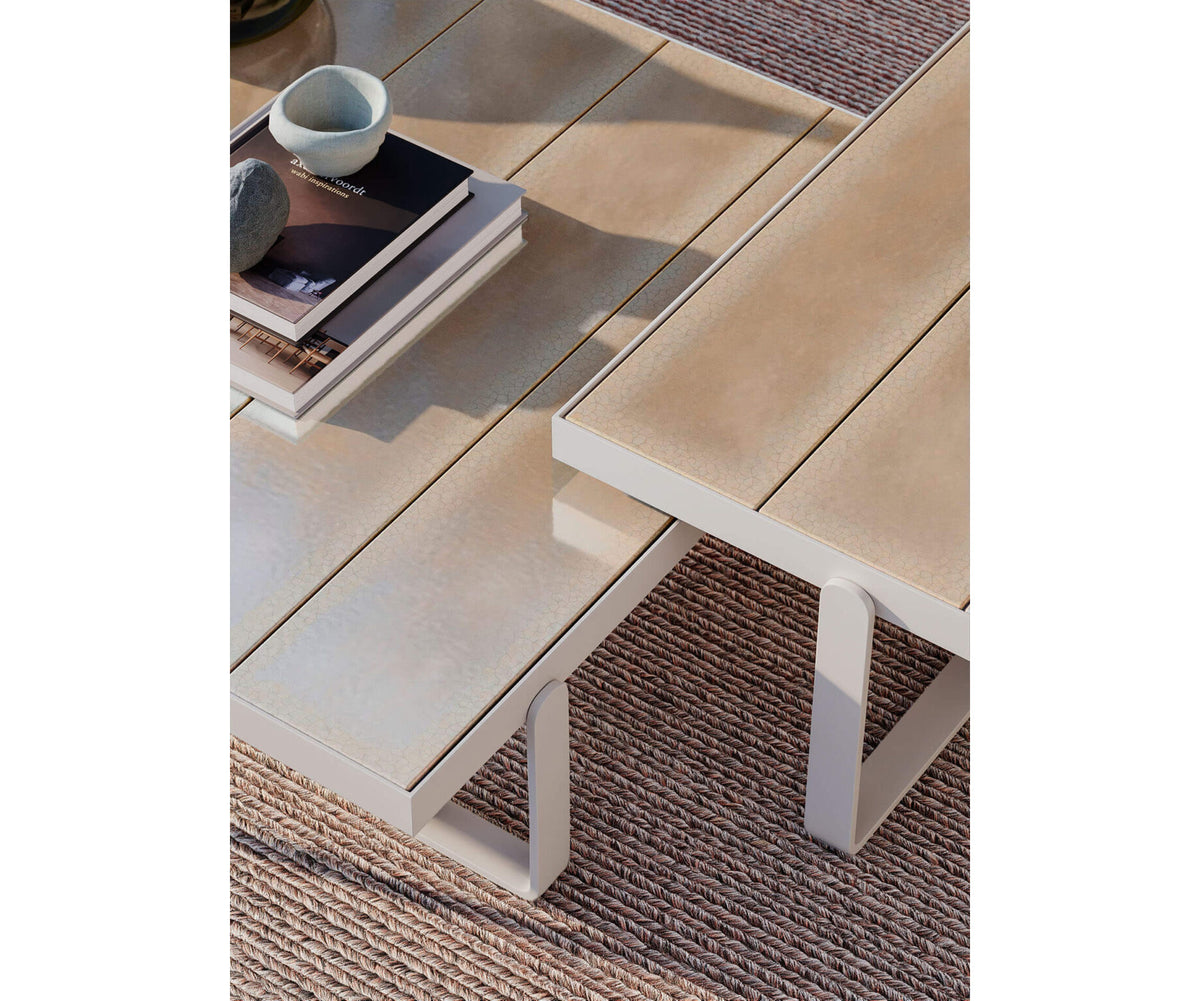 Modern Capri Outdoor Coffee Table with Glass Top Casa Design Group