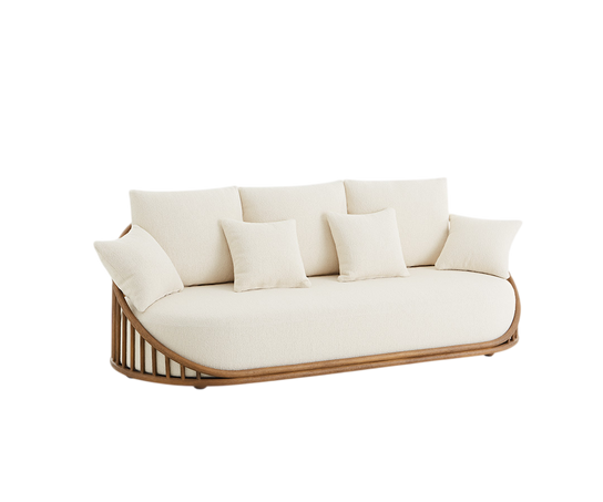 Cask Sofa by Expormim in natural rattan with upholstered cushions Casa Design Group