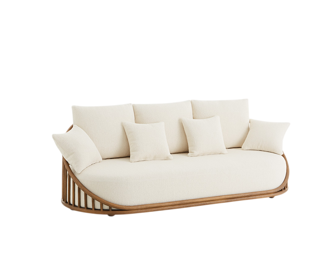 Cask Sofa by Expormim in natural rattan with upholstered cushions Casa Design Group