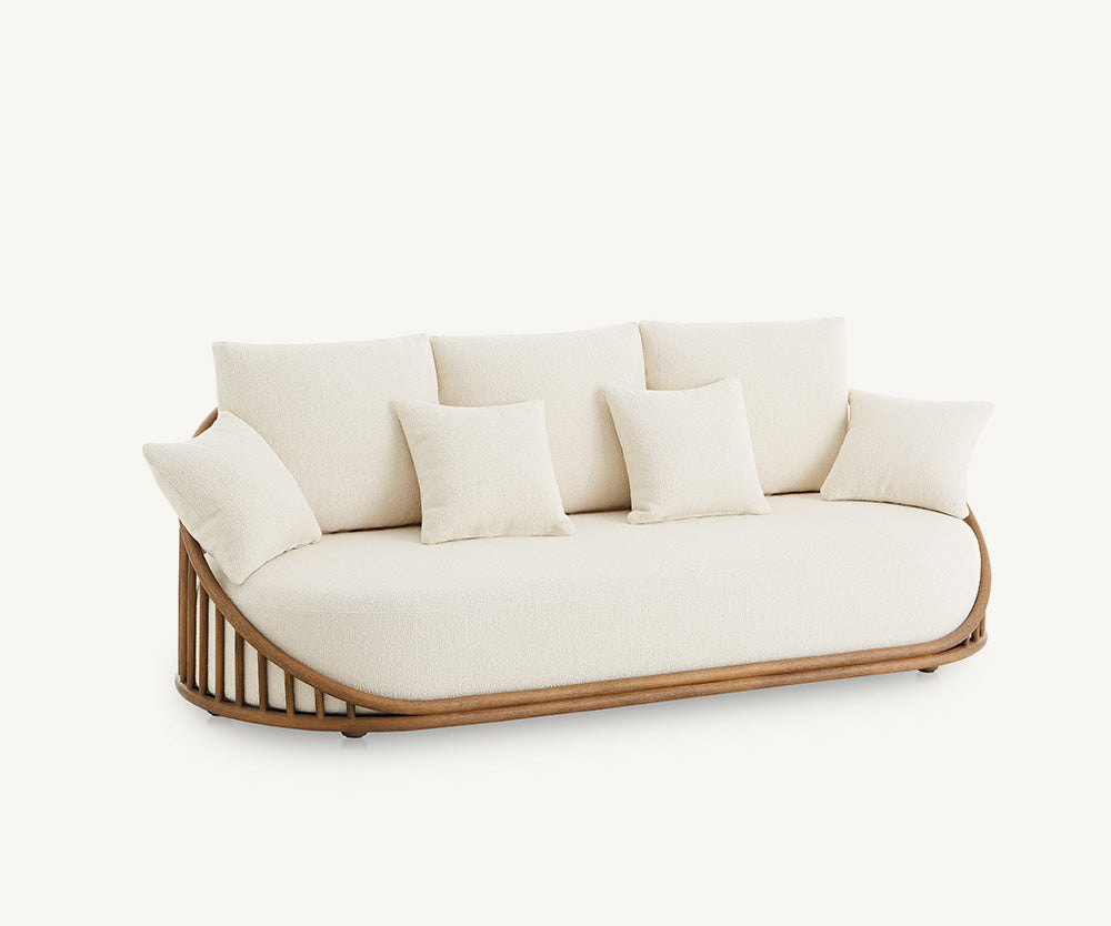 Cask Sofa by Expormim in natural rattan with upholstered cushions Casa Design Group