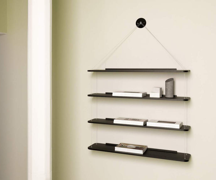 Libreria Pensile Wall-Mounted Oak Bookcase by Cassina