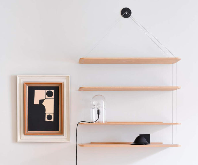 Libreria Pensile Wall-Mounted Oak Bookcase by Cassina