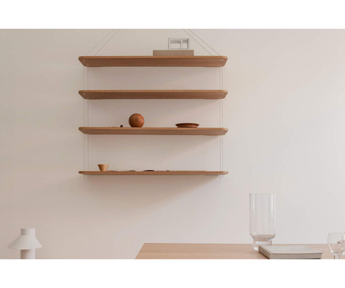 Libreria Pensile Wall-Mounted Oak Bookcase by Cassina