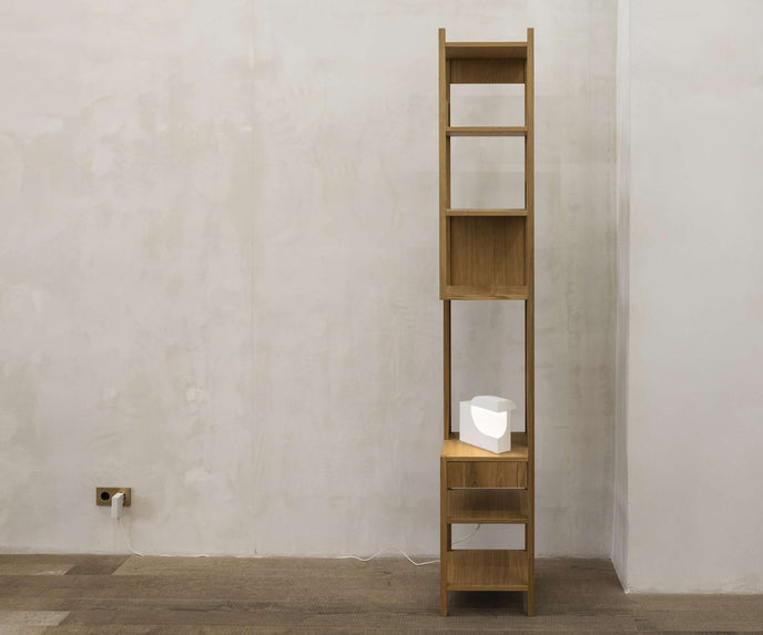 Lungangolo Oak Bookshelf with Integrated Drawer by Cassina