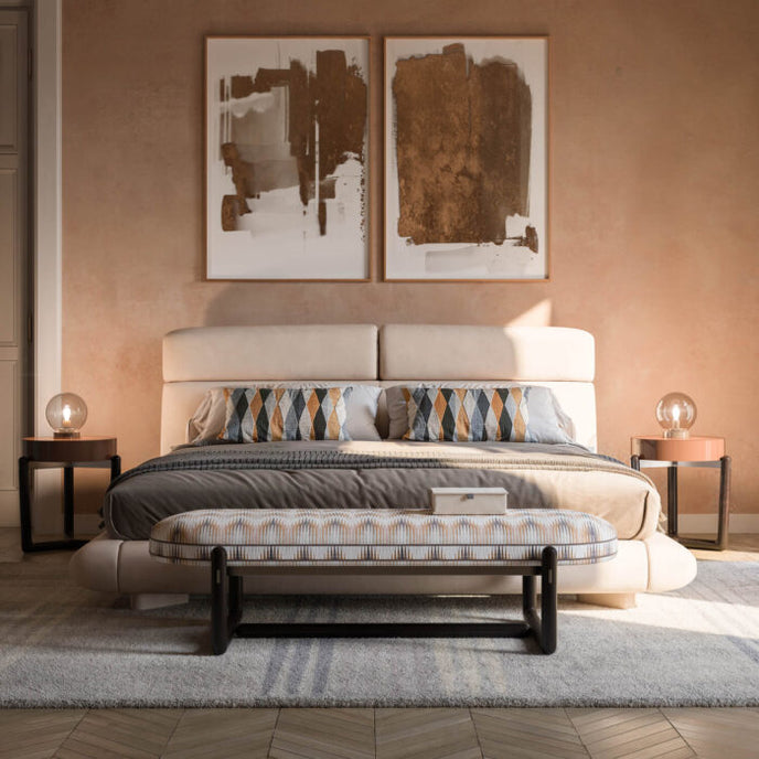 Cecil Upholstered Indoor Bench with Leather Piping by CPRN Homood | Casa Design Group
