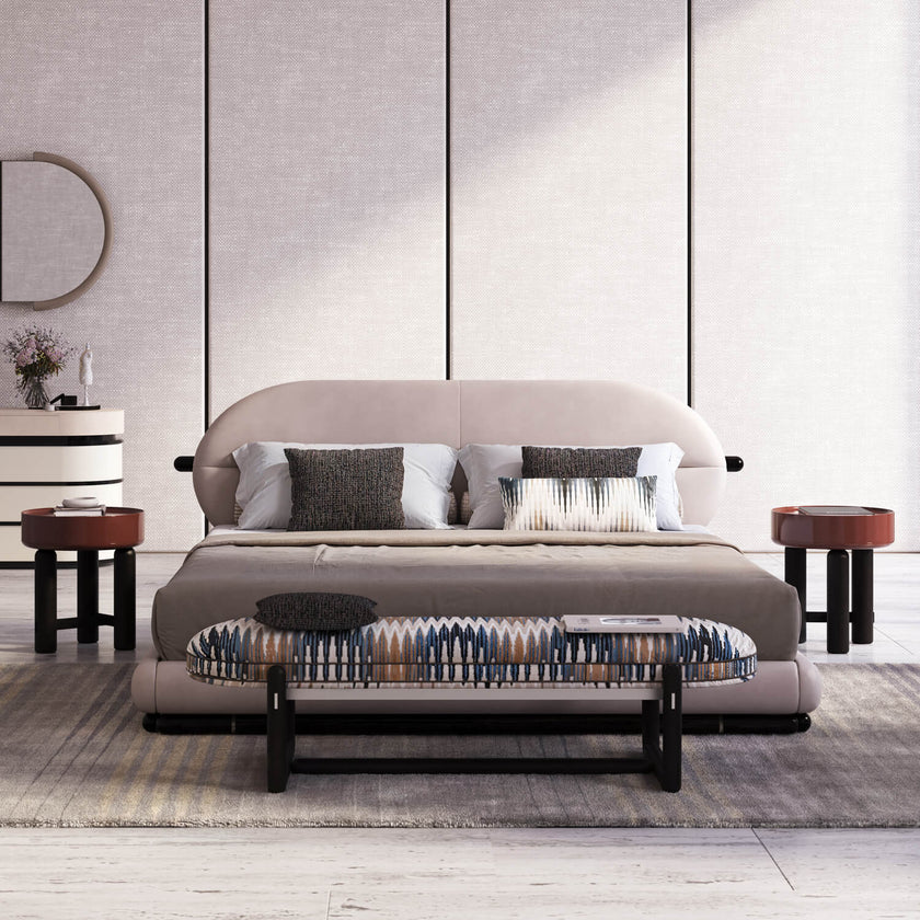Cecil Upholstered Indoor Bench with Leather Piping by CPRN Homood | Casa Design Group