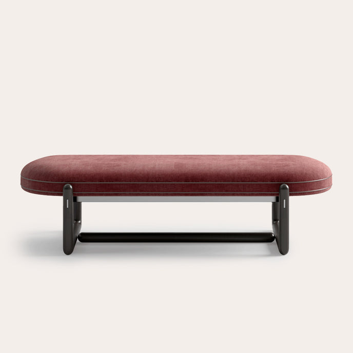 Cecil Upholstered Indoor Bench with Leather Piping by CPRN Homood | Casa Design Group