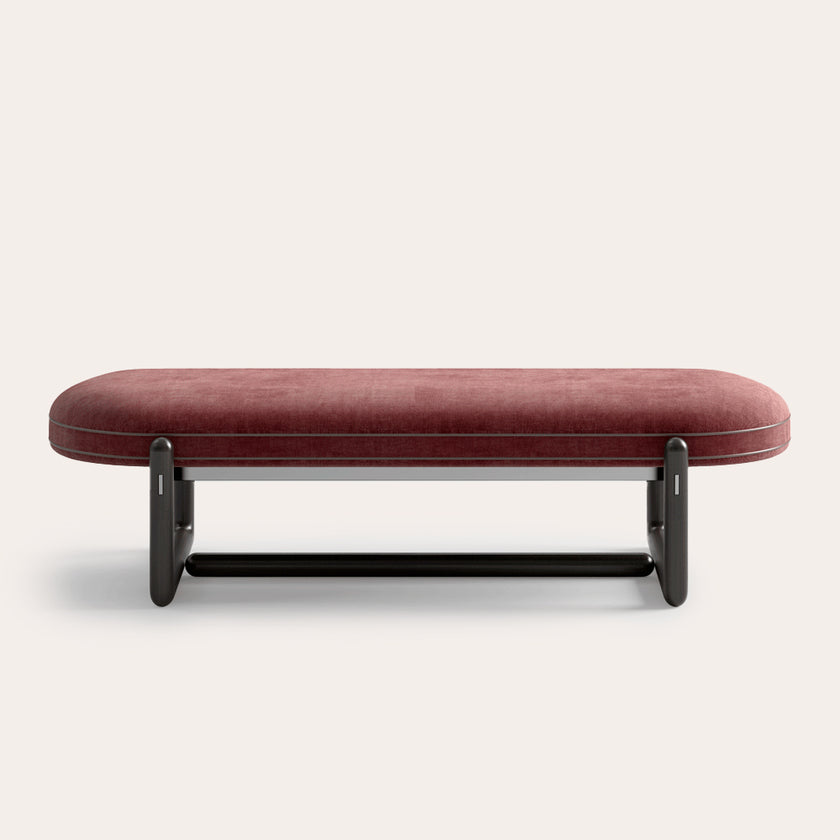 Cecil Upholstered Indoor Bench with Leather Piping by CPRN Homood | Casa Design Group