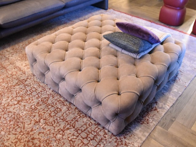 Chester Moon Leather Pouf by Paola Navone for Baxter | Casa Design Group
