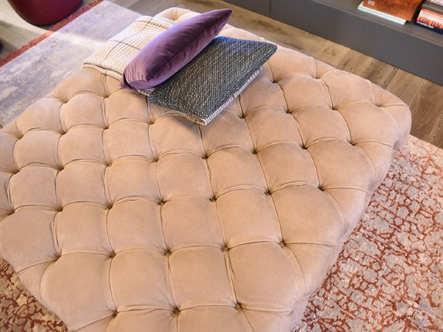 Chester Moon Leather Pouf by Paola Navone for Baxter | Casa Design Group