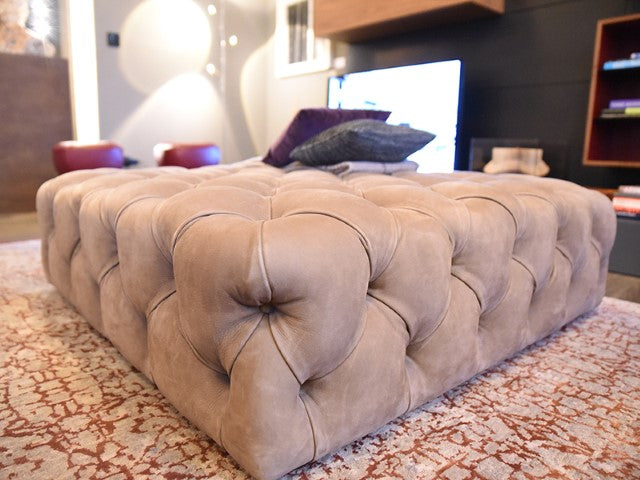 Chester Moon Leather Pouf by Paola Navone for Baxter | Casa Design Group
