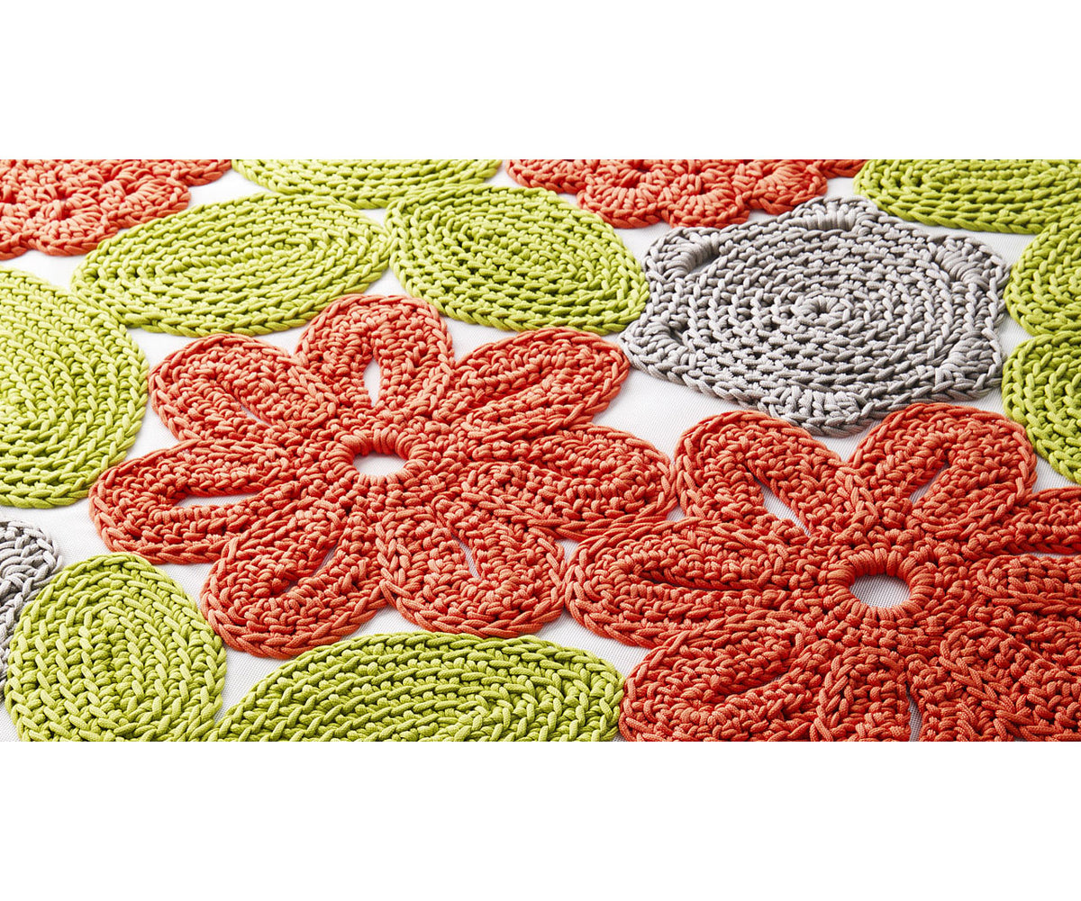 Handmade Chrocket Outdoor Rug with crocheted flowers by Paola Lenti | Casa Design Group