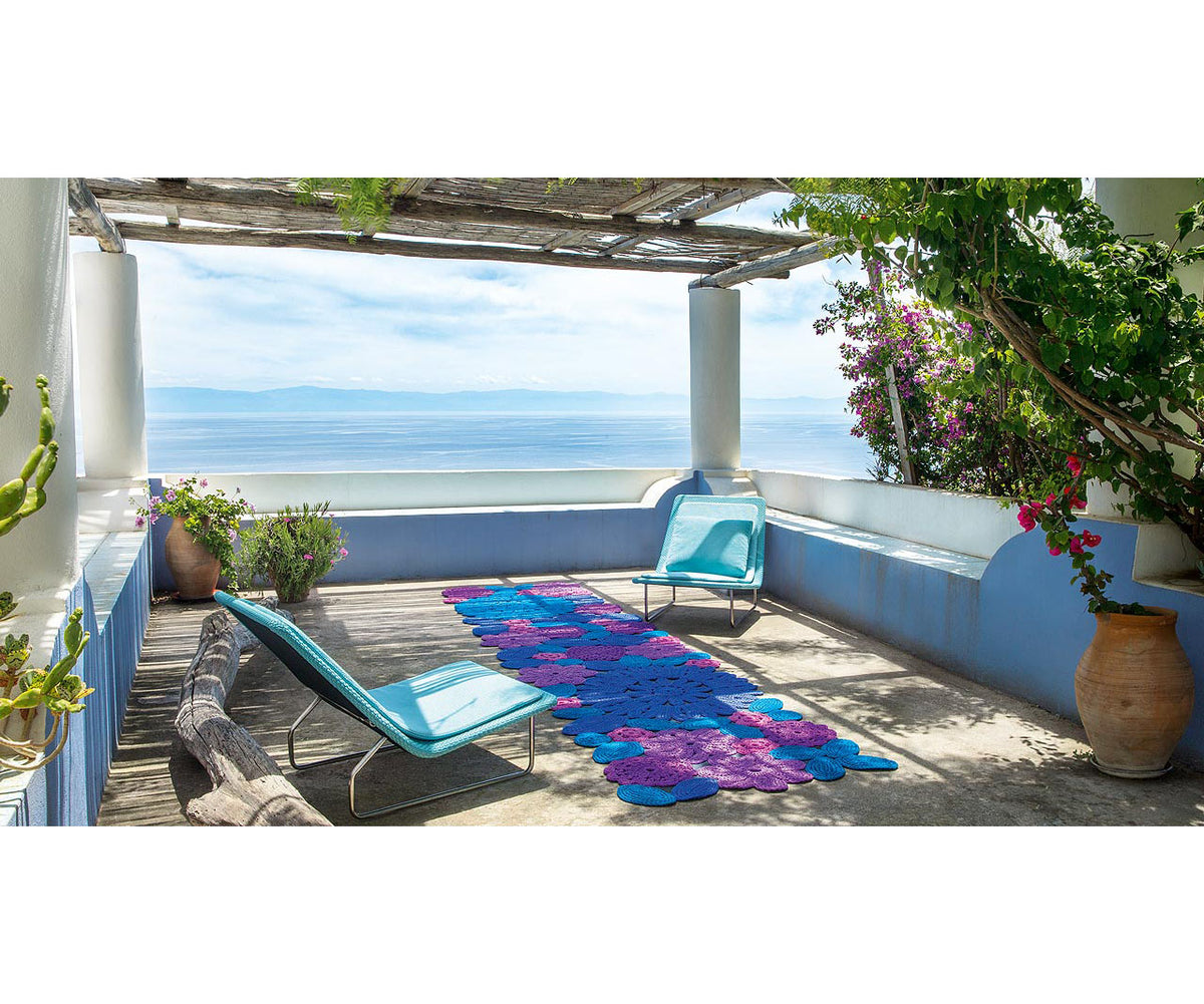 Handmade Chrocket Outdoor Rug with crocheted flowers by Paola Lenti | Casa Design Group