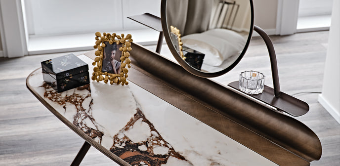 Cocoon Trousse Keramik vanity with ceramic top and LED mirror by Cattelan Italia | Casa Design Group