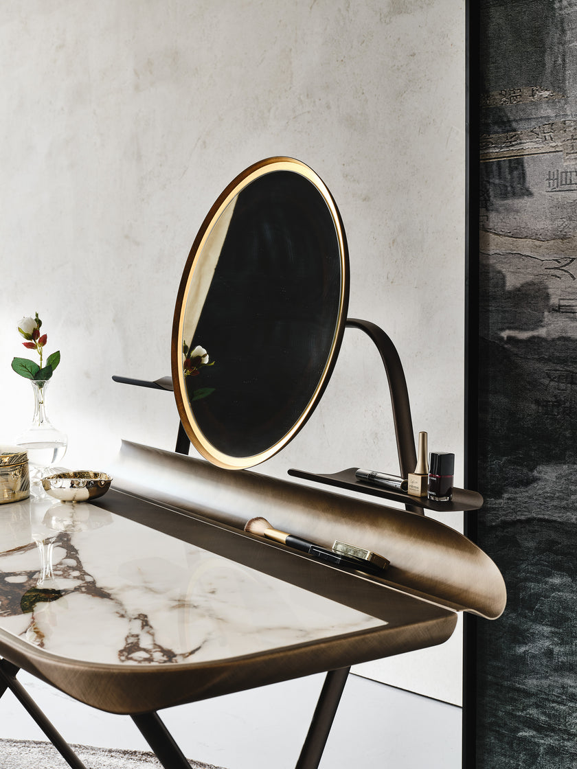 Cocoon Trousse Keramik vanity with ceramic top and LED mirror by Cattelan Italia | Casa Design Group