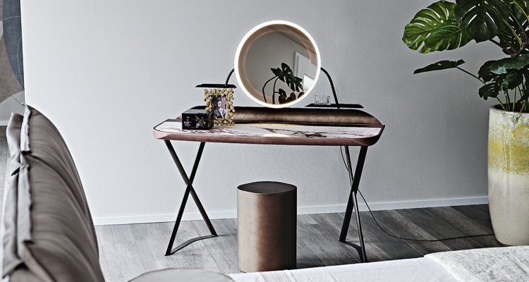 Cocoon Trousse Keramik vanity with ceramic top and LED mirror by Cattelan Italia | Casa Design Group