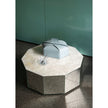 Colonna Coffee Table by Tacchini with a mirrored glass exterior and marble top.