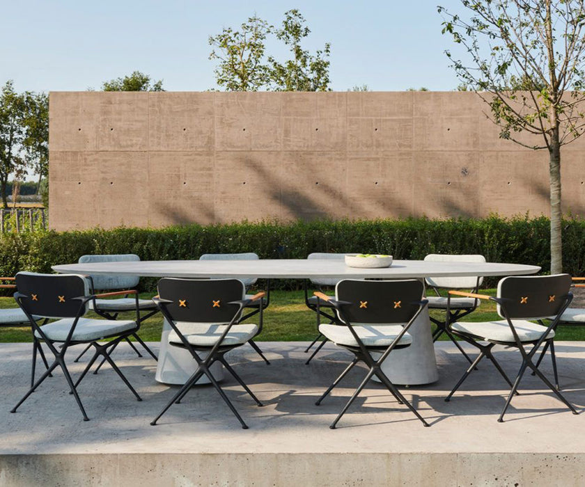 Ceramic Top Conix Ellipse Outdoor Concrete Table by Royal Botania Casa Design Group