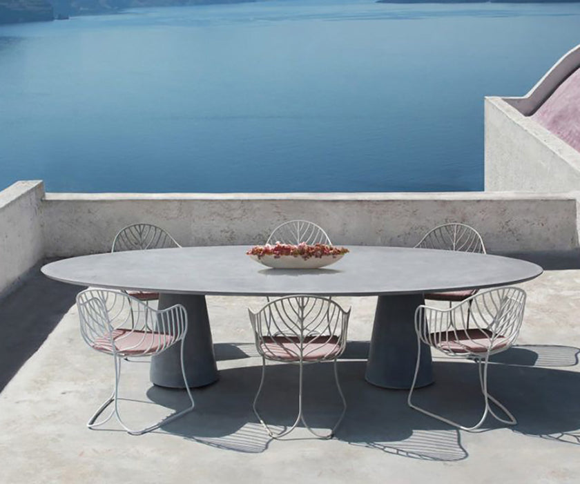 Ceramic Top Conix Ellipse Outdoor Concrete Table by Royal Botania Casa Design Group