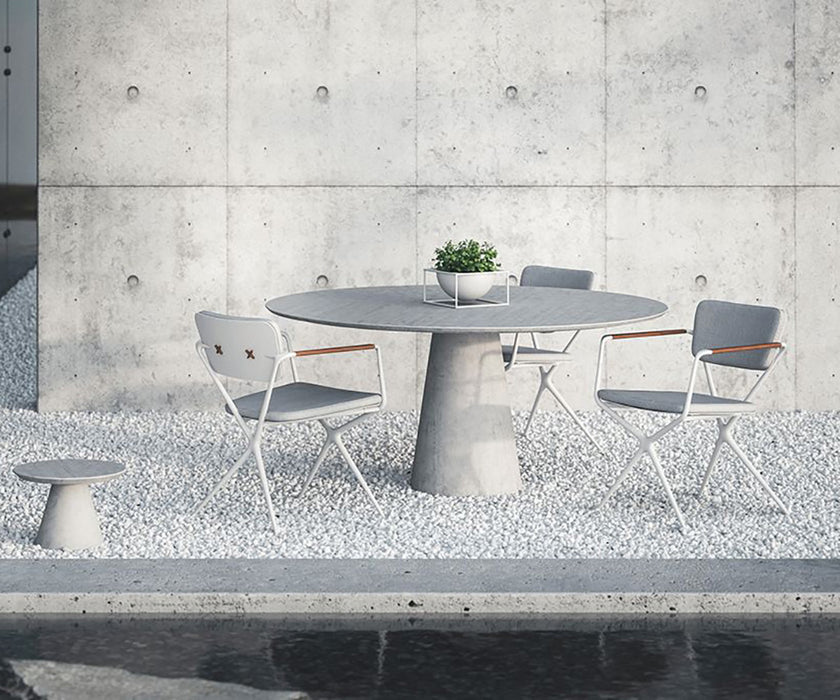 Modern Conix Round Concrete Outdoor Dining Table by Royal Botania Casa Design Group
