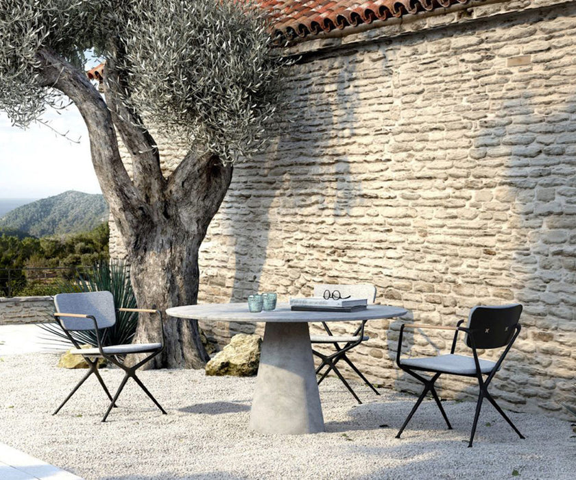Modern Conix Round Concrete Outdoor Dining Table by Royal Botania Casa Design Group