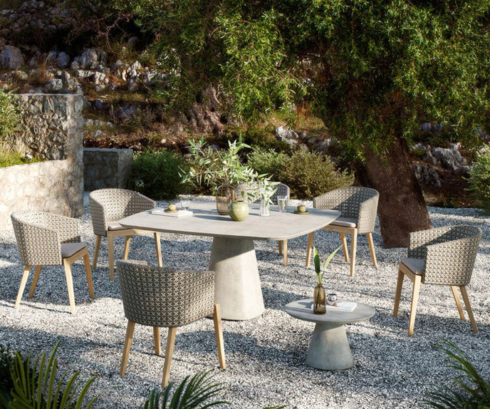 Modern Conix Square Concrete Outdoor Dining Table by Royal Botania Casa Design Group