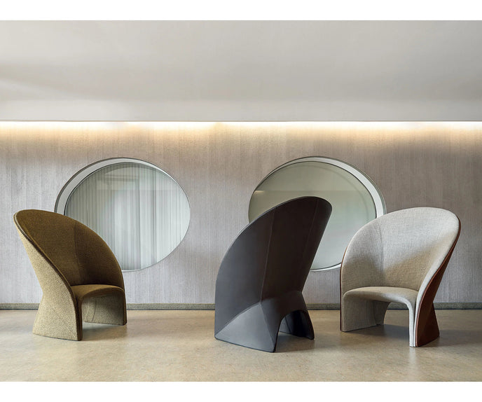 Mayu Lounge Chair by Frigerio with sculptural monoblock design, premium upholstery, and contemporary Italian craftsmanship | Casa Design Group