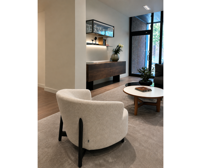 Copine Lounge Chair by Porada with soft upholstered silhouette and refined Italian craftsmanship | Casa Design Group