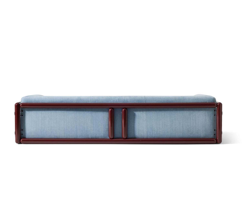 Cornaro sofa by Cassina with solid wood frame and upholstered cushions in geometric design – Casa Design Group