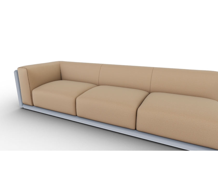 Cornaro sofa by Cassina with solid wood frame and upholstered cushions in geometric design – Casa Design Group