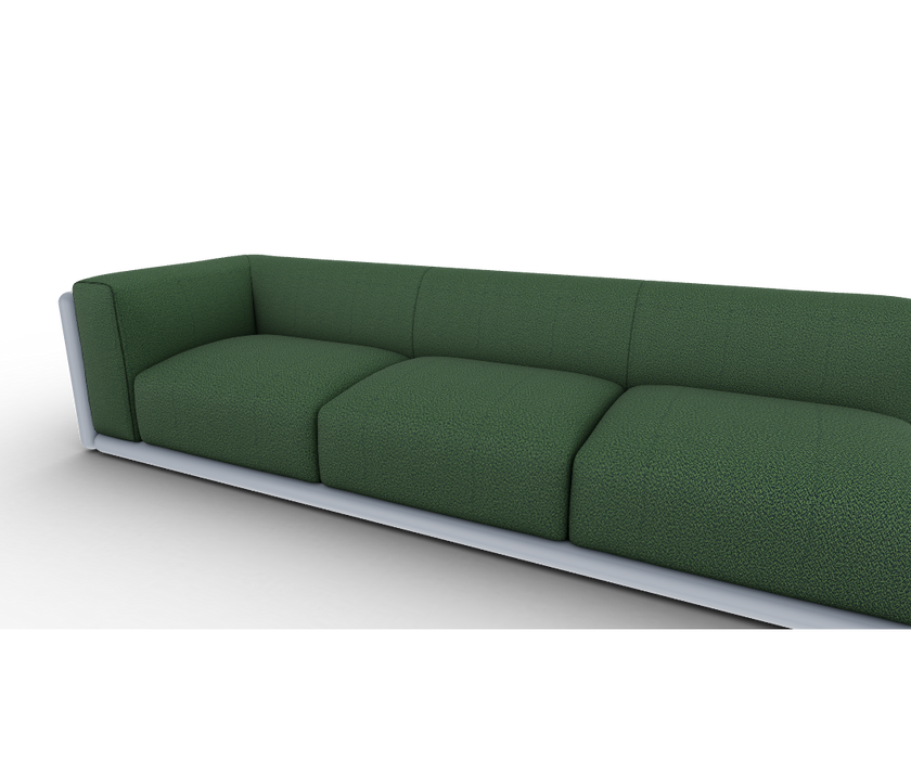 Cornaro sofa by Cassina with solid wood frame and upholstered cushions in geometric design – Casa Design Group