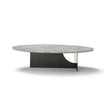 Coro Coffee Table by Alexandra with an oval marble top, metal frame, and ash wood base.