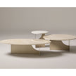 Coro Coffee Table by Alexandra with an oval marble top, metal frame, and ash wood base.