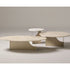 Coro Coffee Table by Alexandra with an oval marble top, metal frame, and ash wood base.