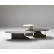 Coro Coffee Table by Alexandra with an oval marble top, metal frame, and ash wood base.