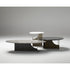 Coro Coffee Table by Alexandra with an oval marble top, metal frame, and ash wood base.