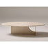 Coro Coffee Table by Alexandra with an oval marble top, metal frame, and ash wood base.