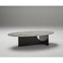 Coro Coffee Table by Alexandra with an oval marble top, metal frame, and ash wood base.