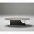 Coro Coffee Table by Alexandra with an oval marble top, metal frame, and ash wood base.