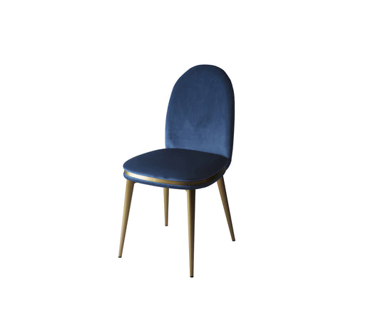 Cremino Dining Chair with rounded upholstered backrest, slender tapered legs and decorative metal ring by Accento | Casa Design Group