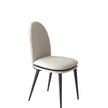 Cremino Dining Chair with rounded upholstered backrest, slender tapered legs and decorative metal ring by Accento | Casa Design Group