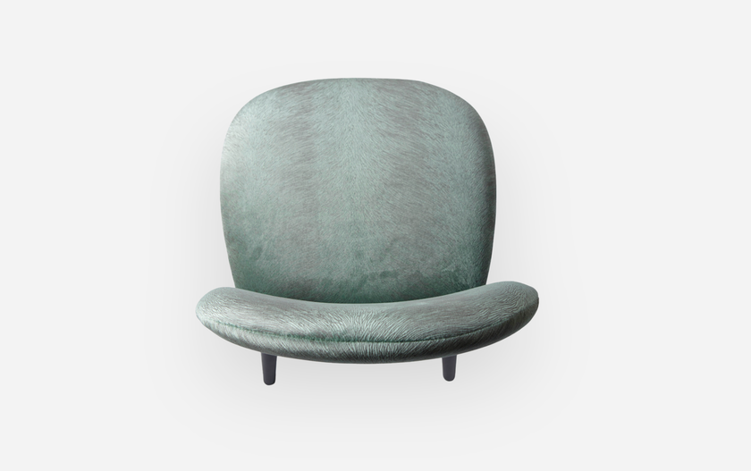 Cremino Dining Chair with rounded upholstered backrest, slender tapered legs and decorative metal ring by Accento | Casa Design Group