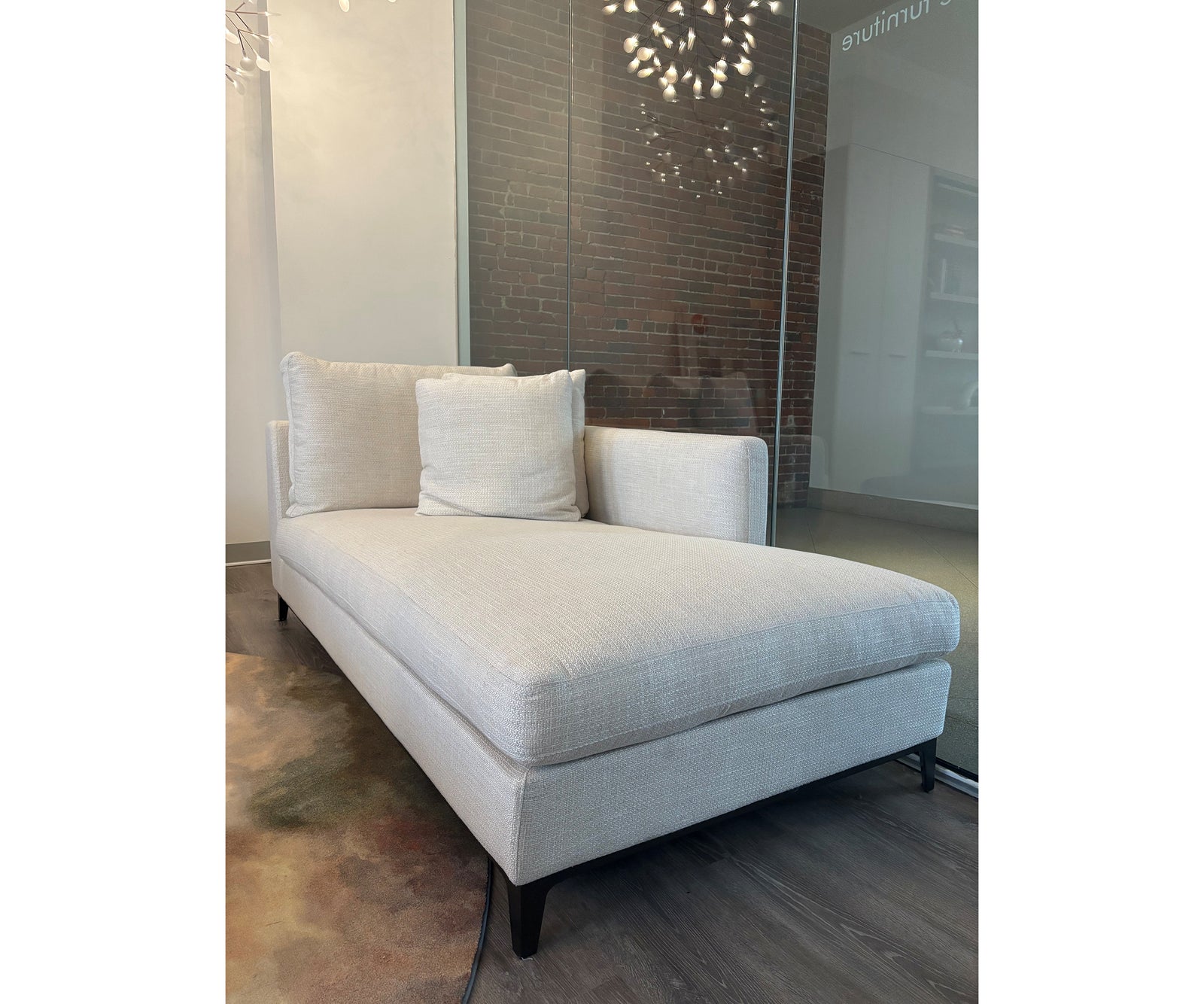Crescent Chaise Lounge Left floor sample by CAMERICH with tailored upholstery – Casa Design Group